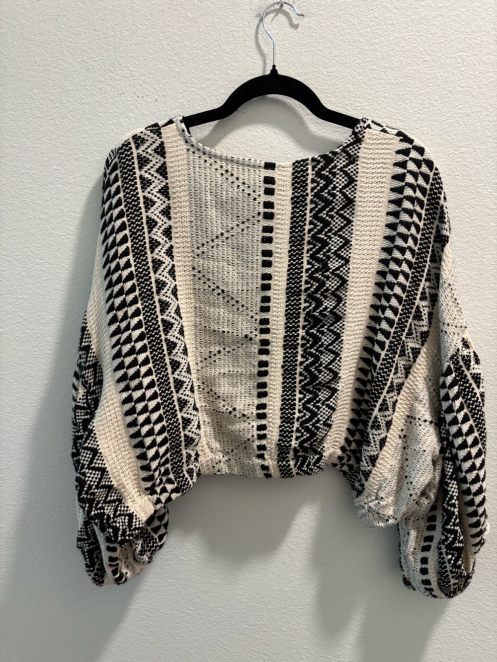 Ivy Jane Cropped Knit Button-Front Top in Black & Cream, size XS - Picture 5 of 7